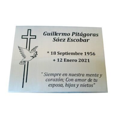 placa acero inoxidable 10x7 cm grabado
