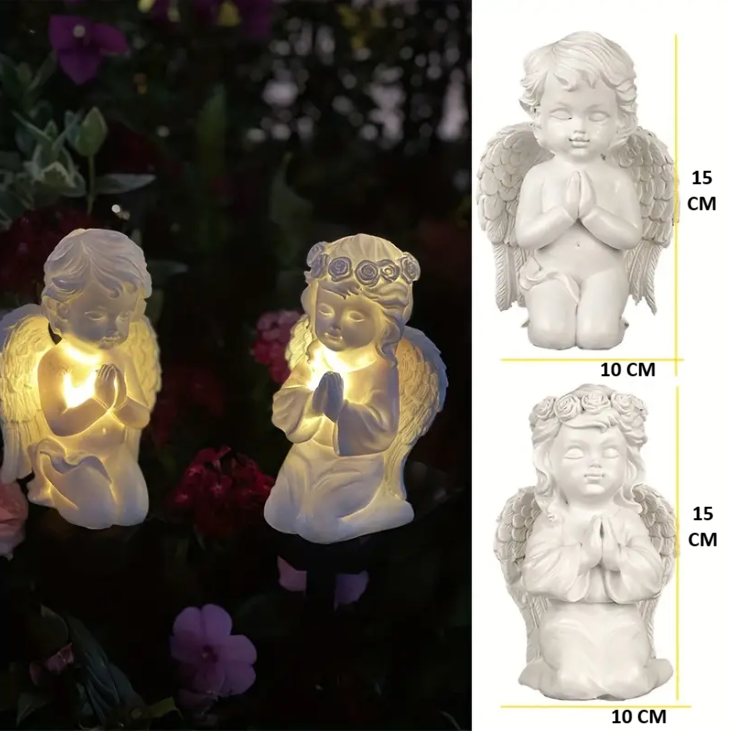 2 Paquete De Estatuas De Decoración De Jardín Solar Ángel - Imagen 2