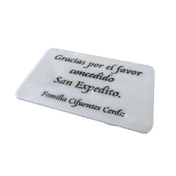 Lápida placa acrílica 10x7 cm
